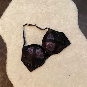 Victoria Secret 32DD halter black sequence bra
